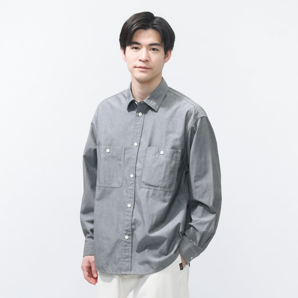 ドライシャンブレーシャツ(ダークグレー-S)