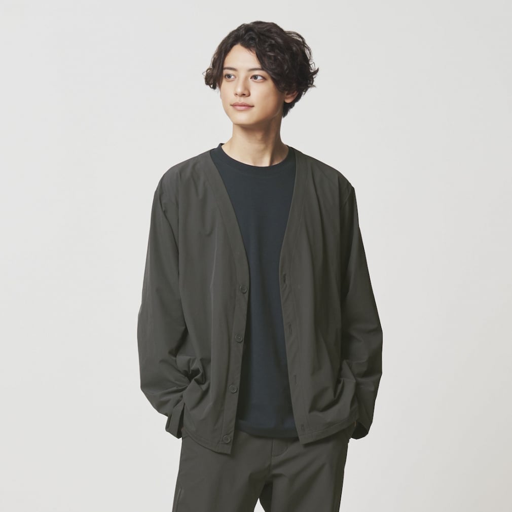 4WAYストレッチカーディガン(チャコールグレー-S)