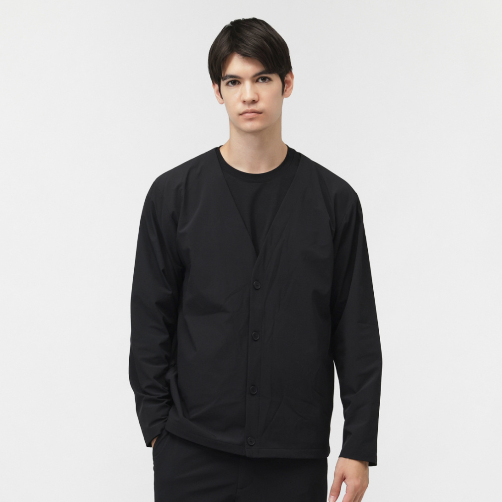 4WAYストレッチカーディガン(ブラック-S)