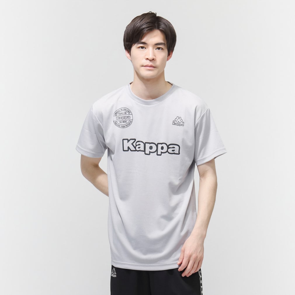 フロントプリント半袖Tシャツ(グレー-M)