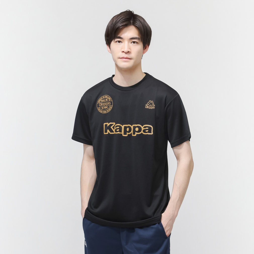 フロントプリント半袖Tシャツ(ブラック-M)