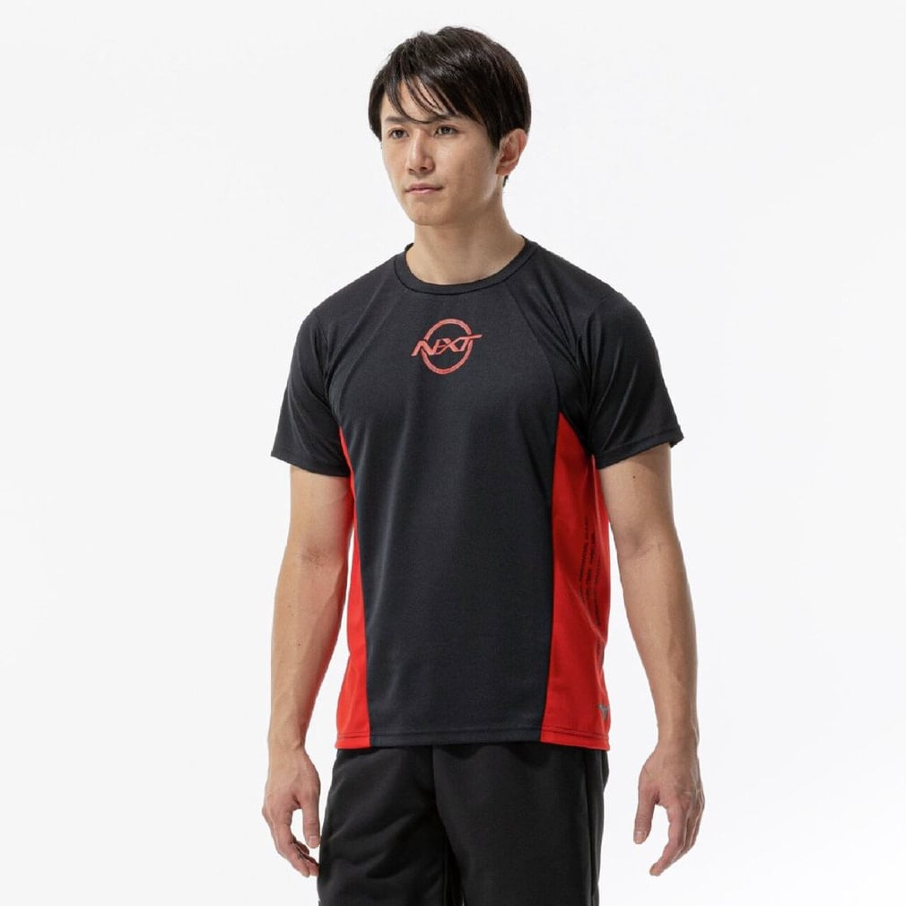  トレーニングTシャツ ブラック レッド Sサイズ ミズノ メンズ 半袖 機能 Tシャツ N-XT PureHyperTシャツ 32JAD225