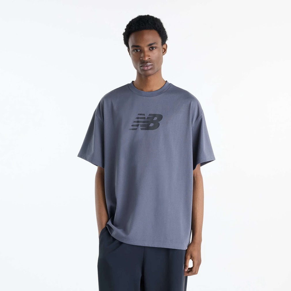 りんです。グレー 半袖Tシャツ Lサイズマヌルちゃん ニューバランス メンズ 半袖 機能 Tシャツ NBロゴショートスリーブ T