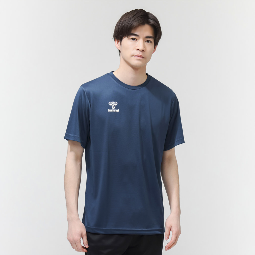 ワンポイントTシャツ(ネイビー×ホワイト-S)