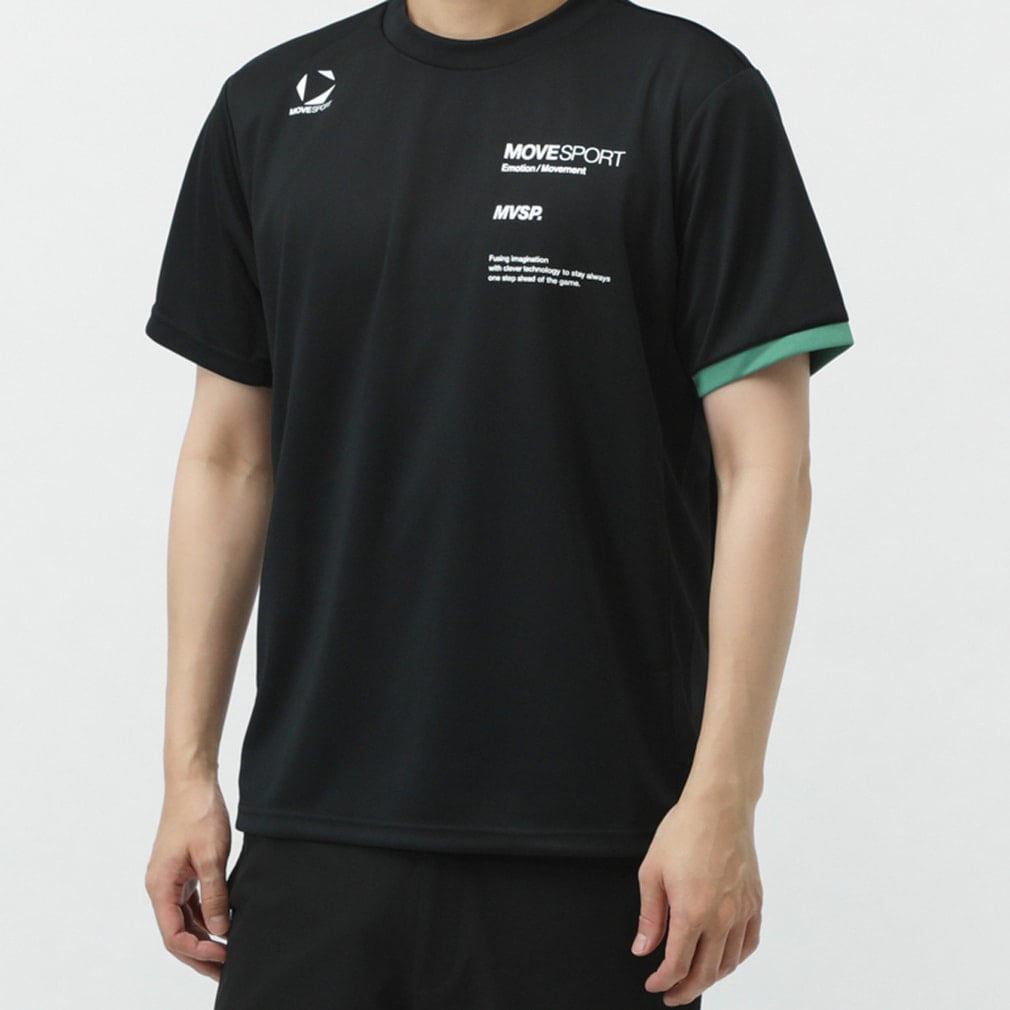 半袖シャツ 片袖切替(ブラック-M)