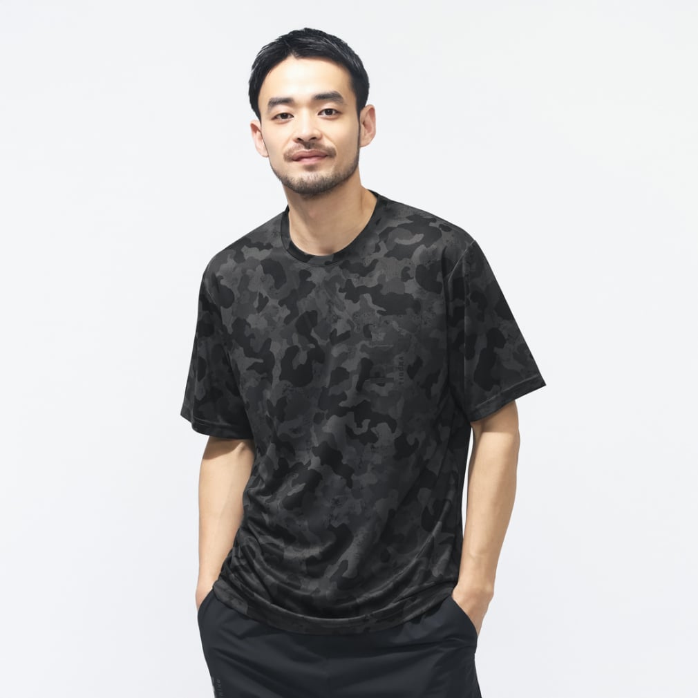 ドライメッシュTシャツ カモ総柄(ダークグレー-S)