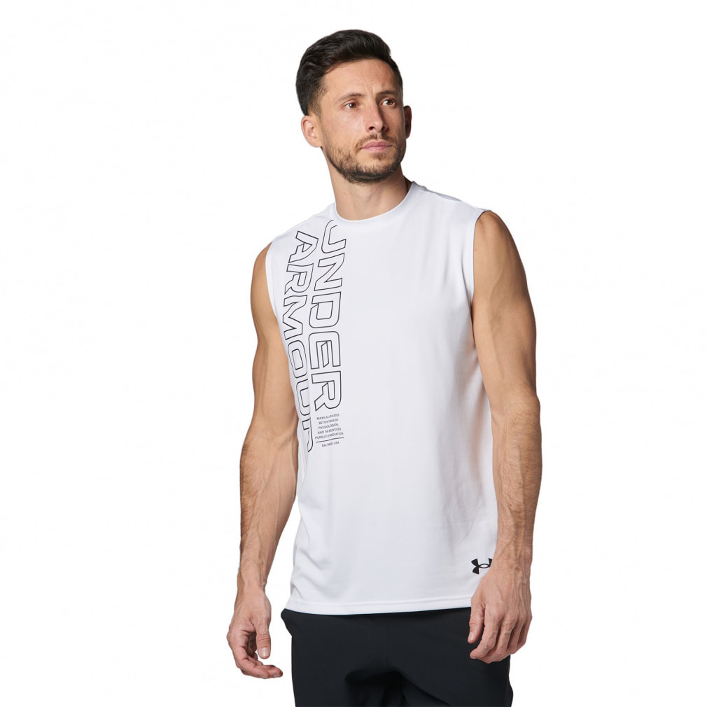 UAテック ノベルティ スリーブレスTシャツ(ホワイト-S)