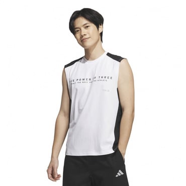 ADPTN アディダスアダプテーション レギュラーフィット テクスチャード ダブルニット ノースリーブTシャツ(ホワイト-S　メンズ)