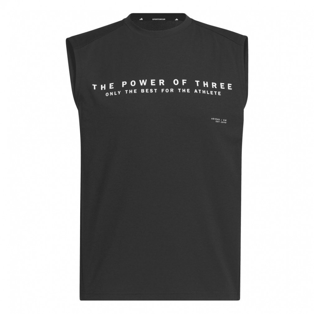 ADPTN アディダスアダプテーション レギュラーフィット テクスチャード ダブルニット ノースリーブTシャツ(ブラック-S　メンズ)