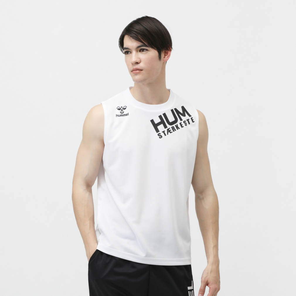 ノースリーブシャツ(ホワイト×ブラック-M　メンズ)