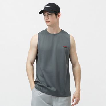ドライメッシュノースリーブTシャツ(グレー-M　メンズ)