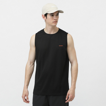 ドライメッシュノースリーブTシャツ(ブラック-M　メンズ)