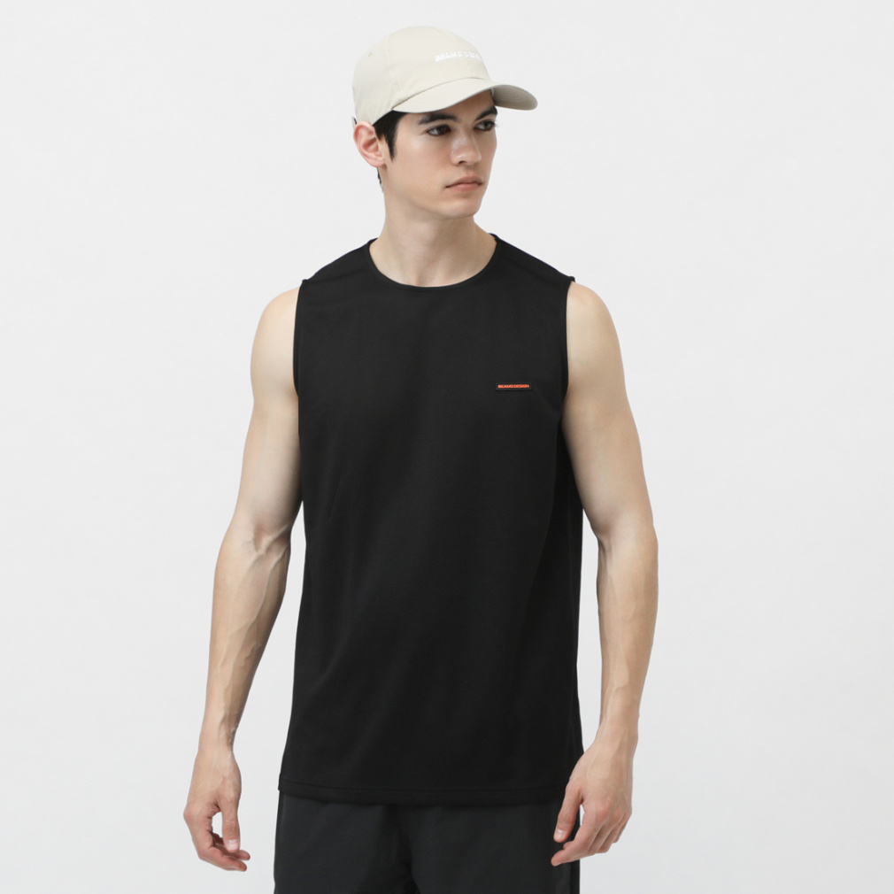 ドライメッシュノースリーブTシャツ(ブラック-M　メンズ)