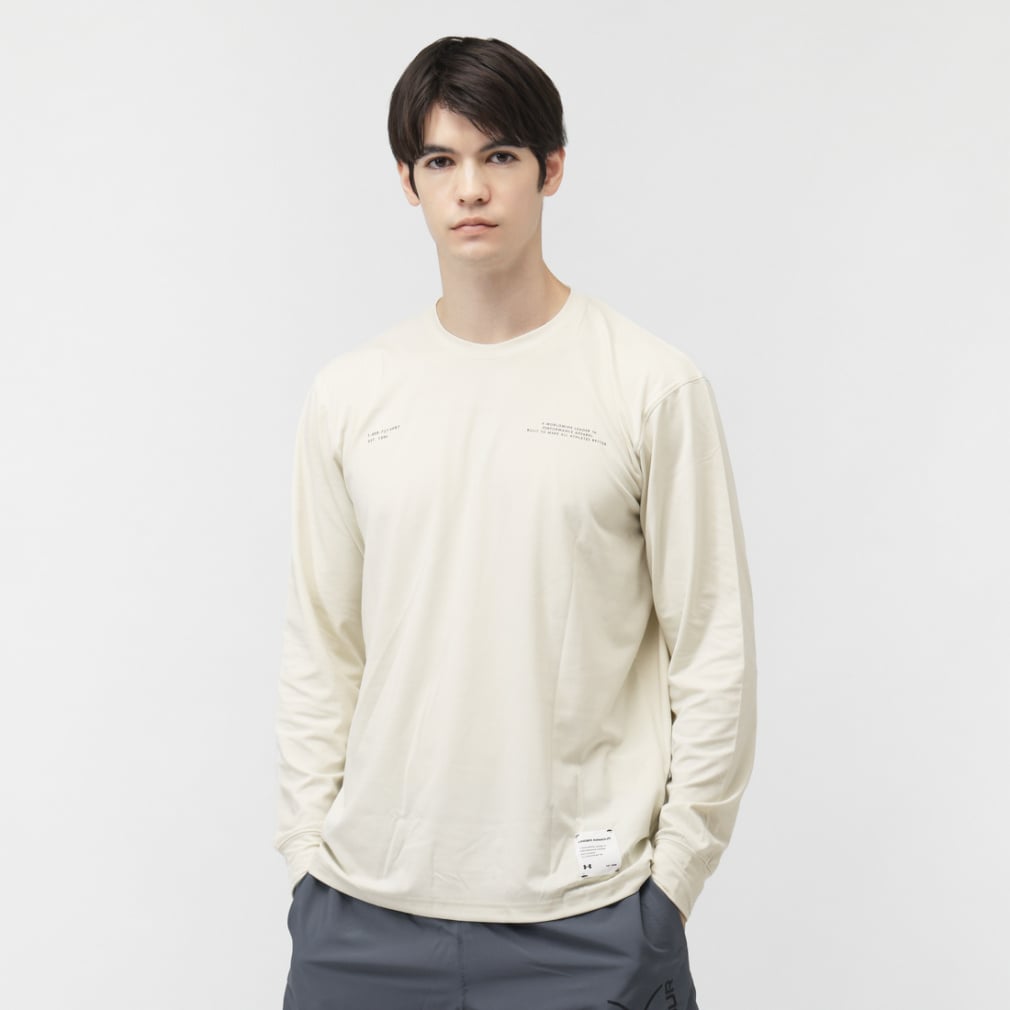 UAモチベート グラフィック ロングスリーブ Tシャツ(アイボリー-S)