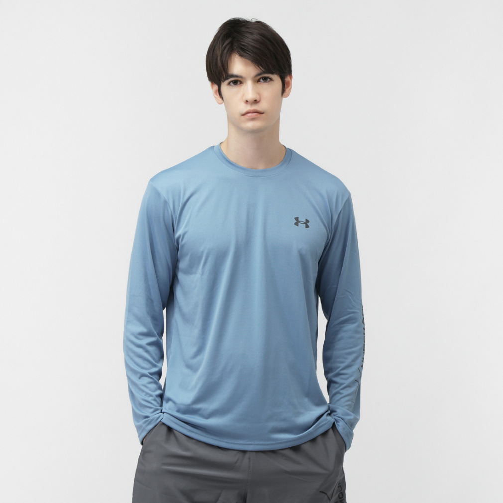 UAテック ロゴ グラフィック ロングスリーブ Tシャツ(ペールブルー-S)