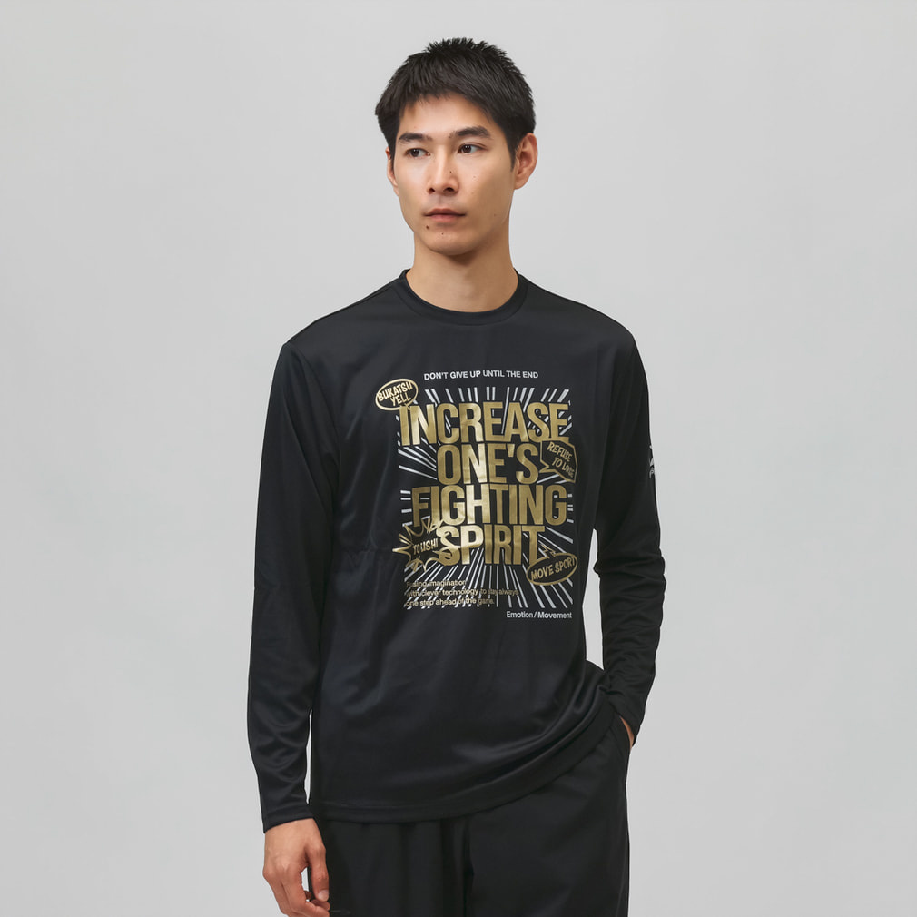 ムーブスポーツ メンズ 長袖 機能 Tシャツ メッセージTシャツ