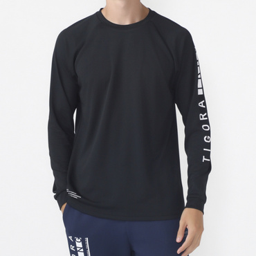 ドライメッシュロングTシャツ(ブラック-S　メンズ)