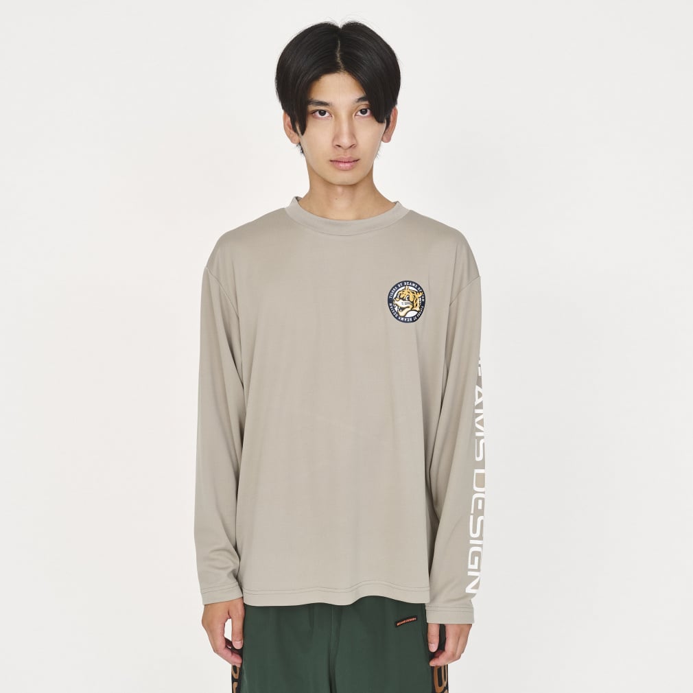 ドライメッシュ グラフィックロングTシャツ(ベージュ-S)