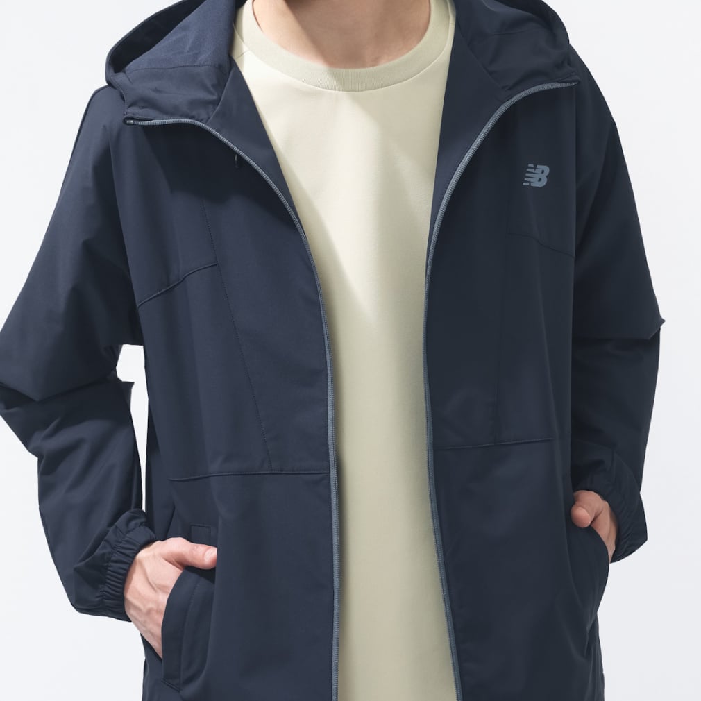 THE CITY フーデットウーブンジャケット(ネイビー-S)