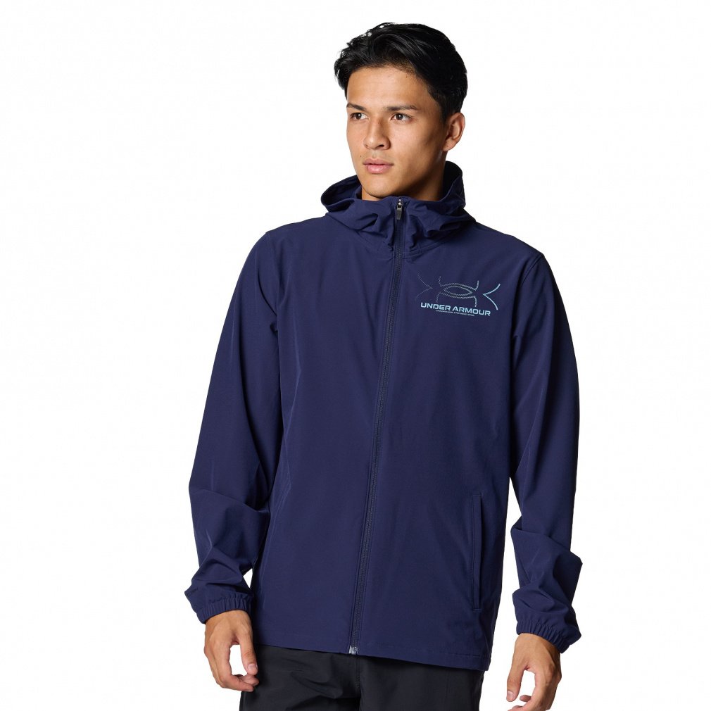 UAウーブン ロゴ グラフィック ジャケット(ネイビー-S)