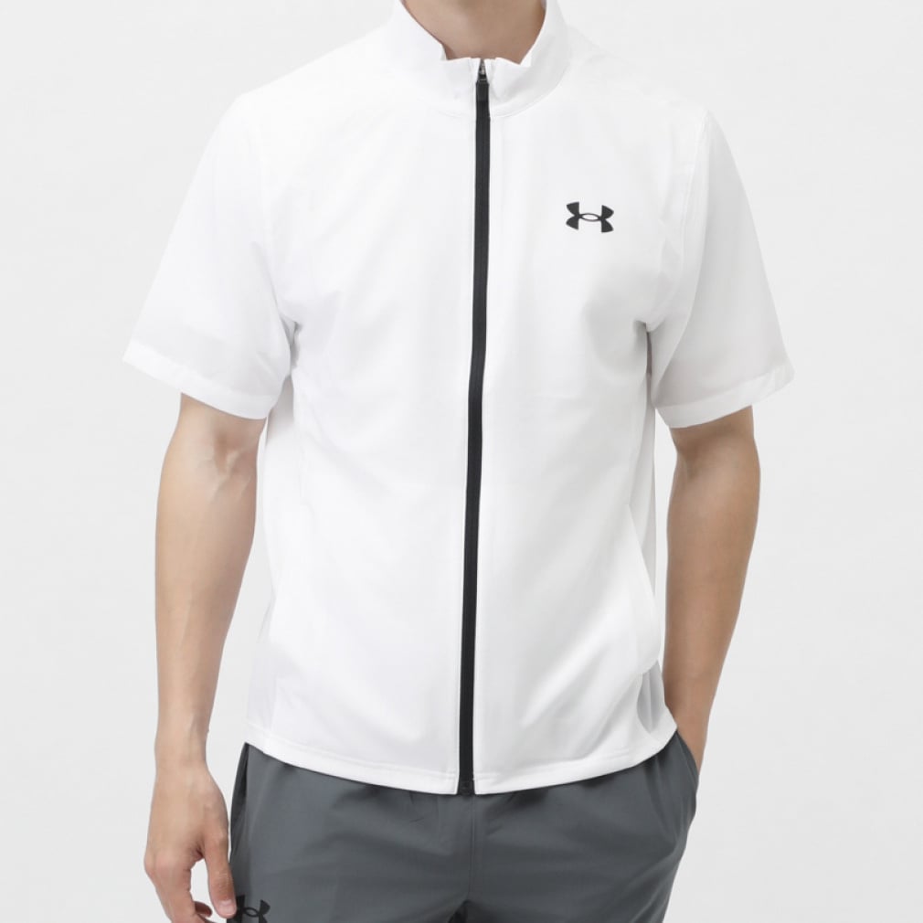 UAフレッシュウーブン フルジップ ショートスリーブ ジャケット(ホワイト-S)