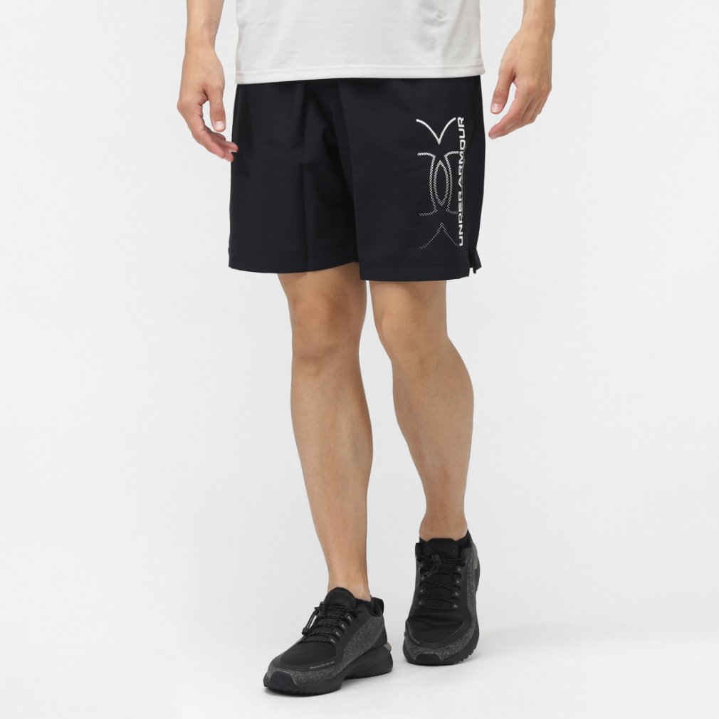 UAウーブン ロゴ グラフィック ショーツ(ブラック-S)