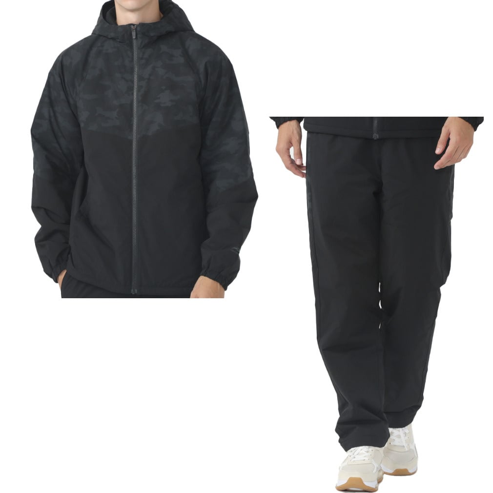 iHEAT 中綿ジャケット パンツ 上下セット(ブラック-S)