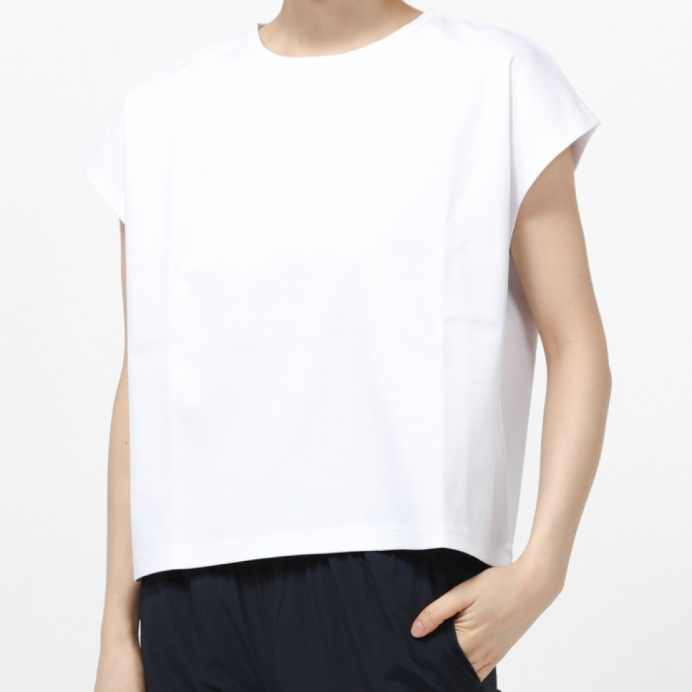 SMART シルケットコットンノースリーブTシャツ(ホワイト-S)