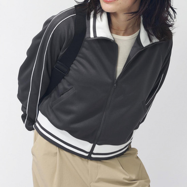 クロップドトラックジャケット(チャコールグレー-M)