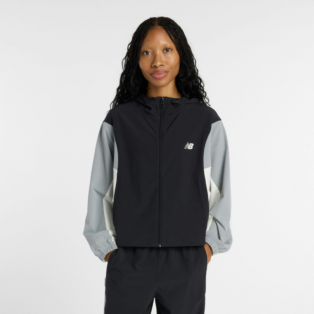 ウーブンフーデッドジャケット(ブラック-S)