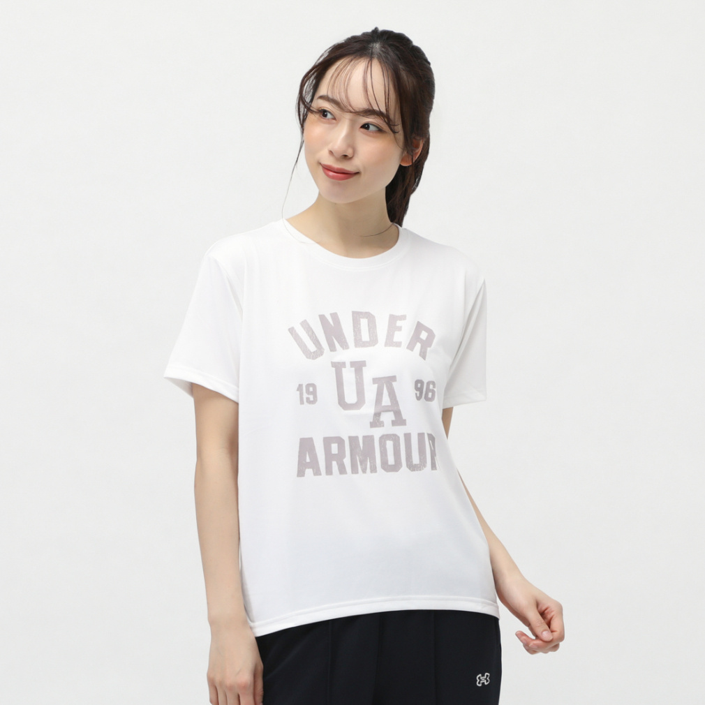 UAテック ボックス グラフィック Tシャツ(ホワイト-S　レディス)