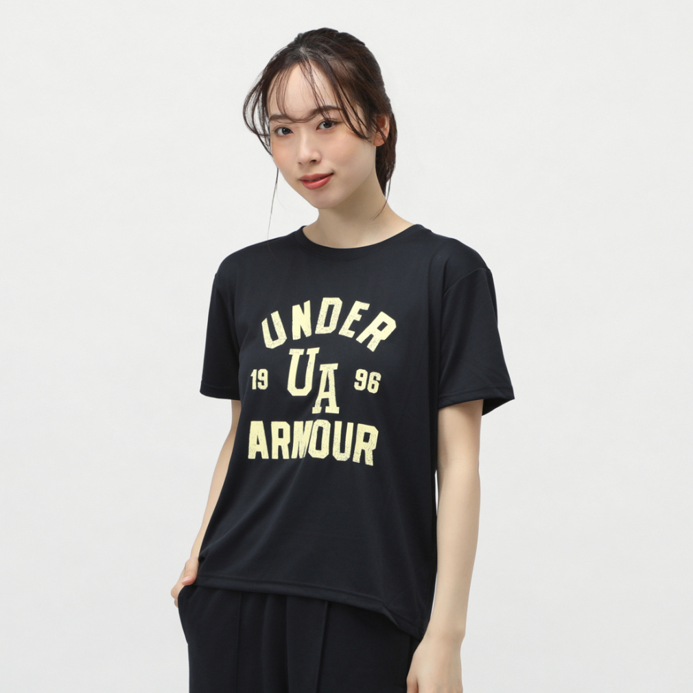 UAテック ボックス グラフィック Tシャツ(ブラック-S　レディス)