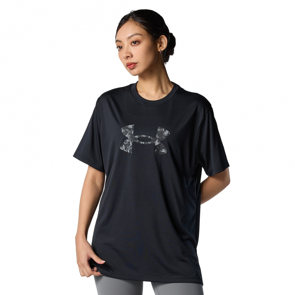 UAテック オーバーサイズド ビッグロゴ Tシャツ(ブラック-S)