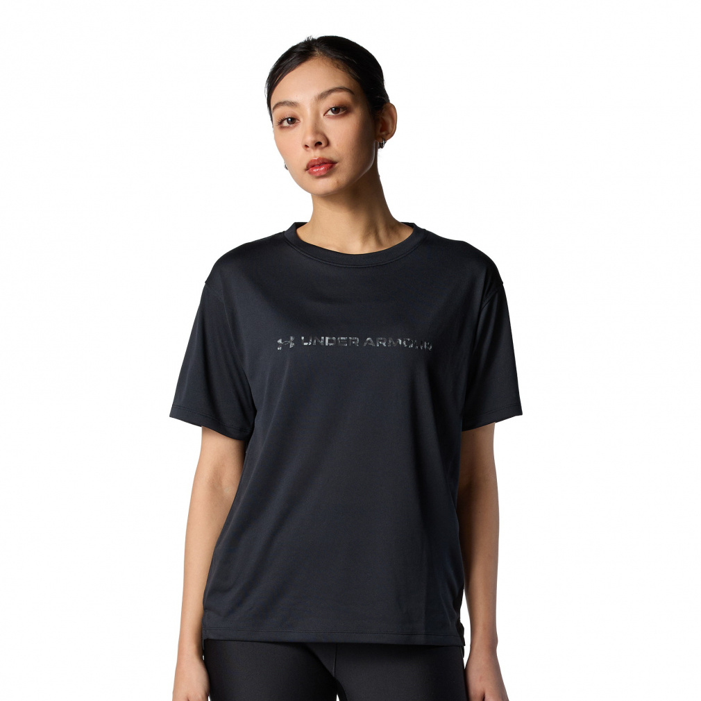 UAテック ワードマーク プリント Tシャツ(ブラック-S)