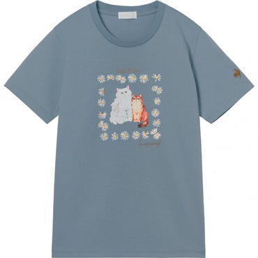 ポールアンドジョーコラボ 綿混半袖Tシャツ(ブルーグレー-M)