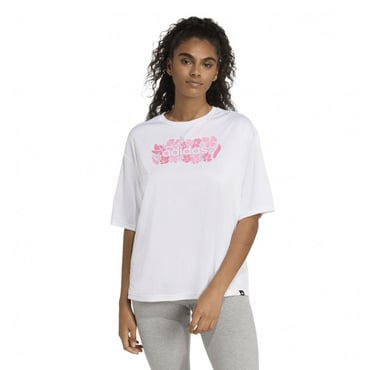 W FLOWER リニア LOGO ポリ Tシャツ(ホワイト-M)