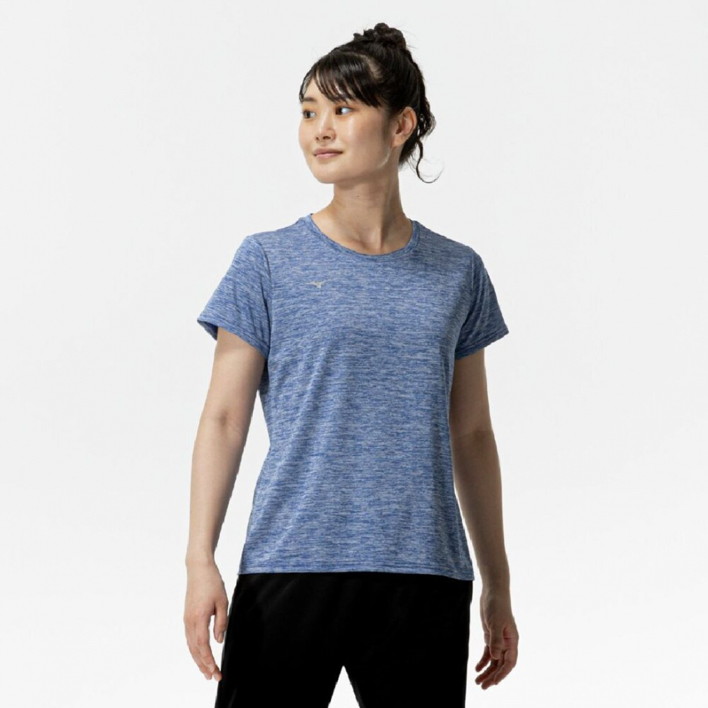 ナビドライTシャツ 半袖・杢調・ウィメンズ(ブルーグレー-M)
