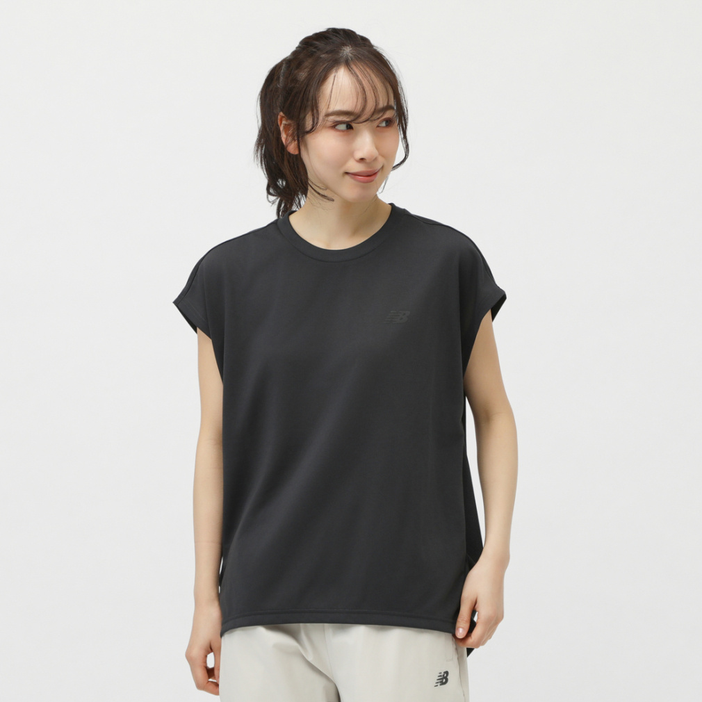 THE CITY フレンチスリーブTシャツ(ブラック-S　レディス)