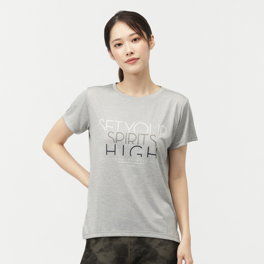 ドライグラフィックTシャツ(ライトグレー-S)