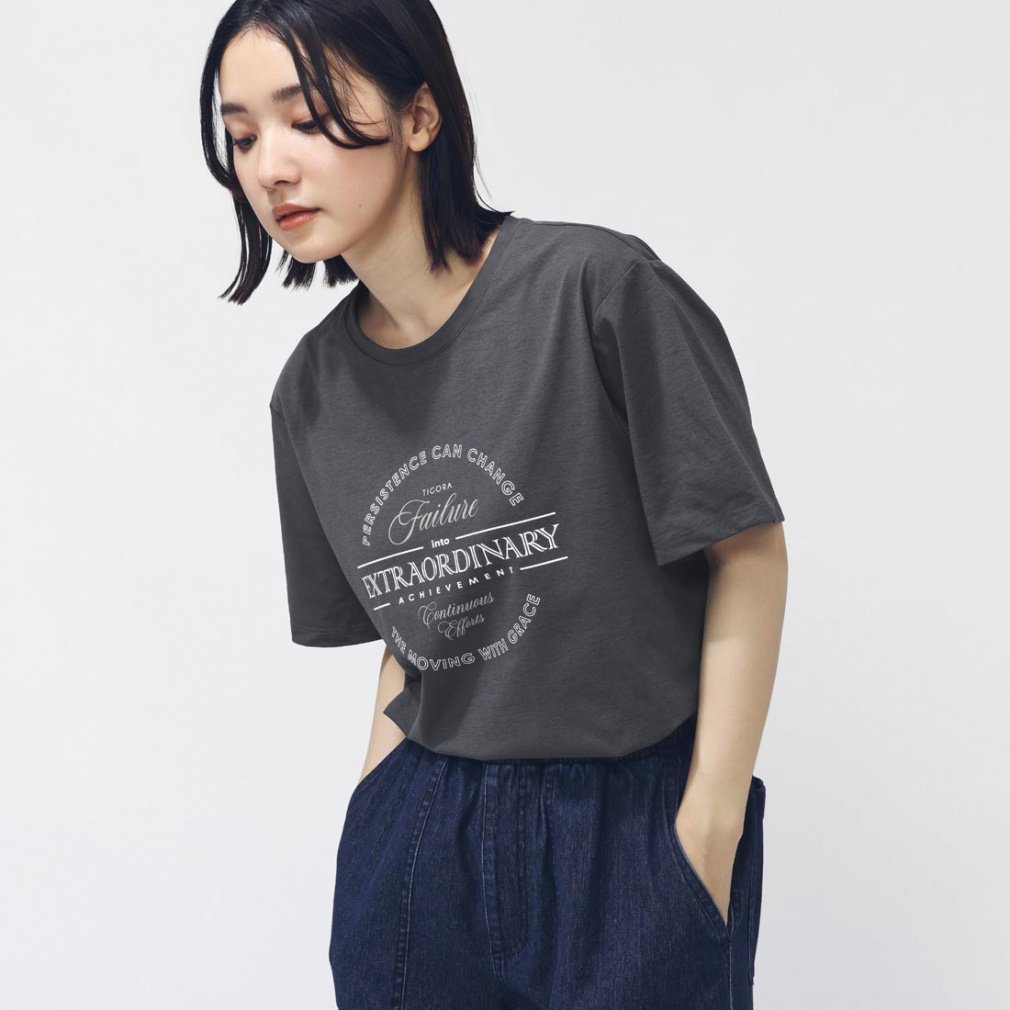 ドライオーバーサイズグラフィックTシャツ(チャコールグレー-S)