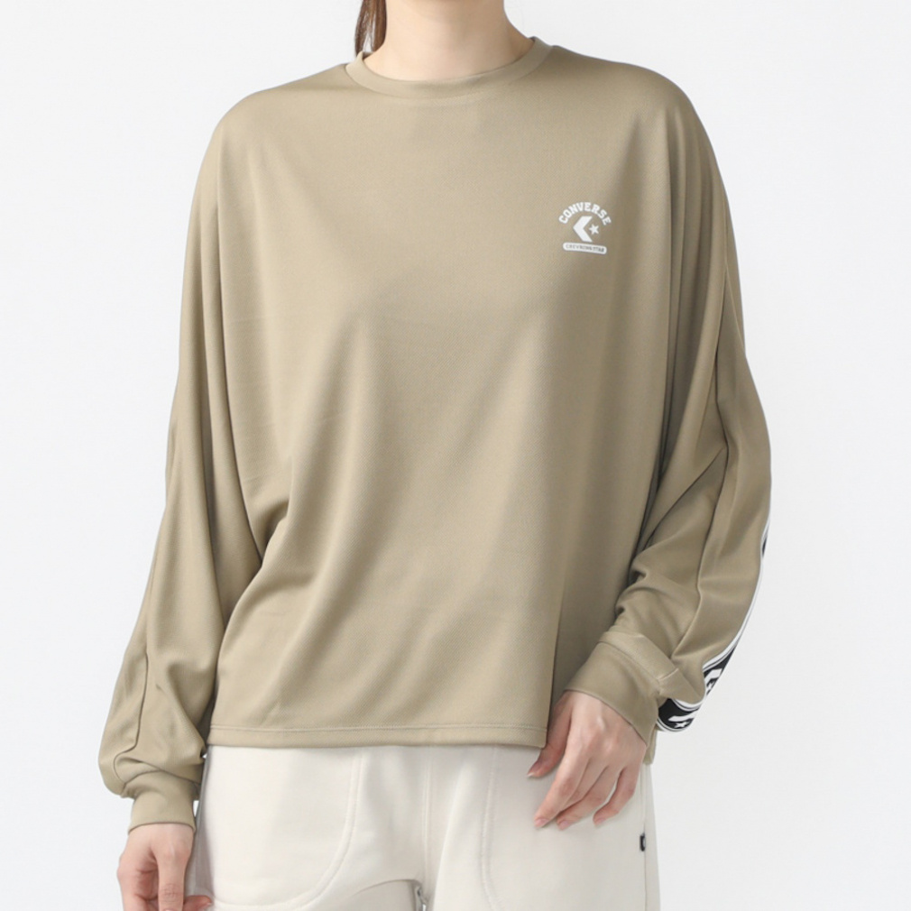 コンバース CONVERSE レディース ノースリーブ機能シャツ CS TAPE LS TEE_ 44300021 （LIGHT GREEN） コンバース CONVERSE レディース ノースリーブ機能シャツ CS