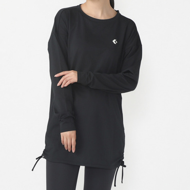 サイドストラップ ロングスリーブ TOP(ブラック-S)