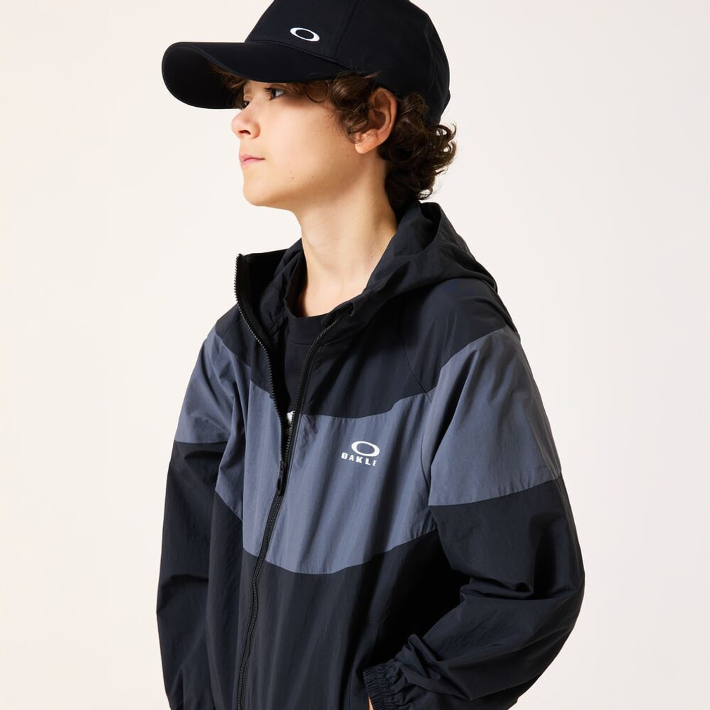 Oakley フード付きジャケット 黒/グレー スキーウェア ジャケット 冬 オークリー ジュニア キッズ 子供 ウインドジャケット YTR WIND BLOCK