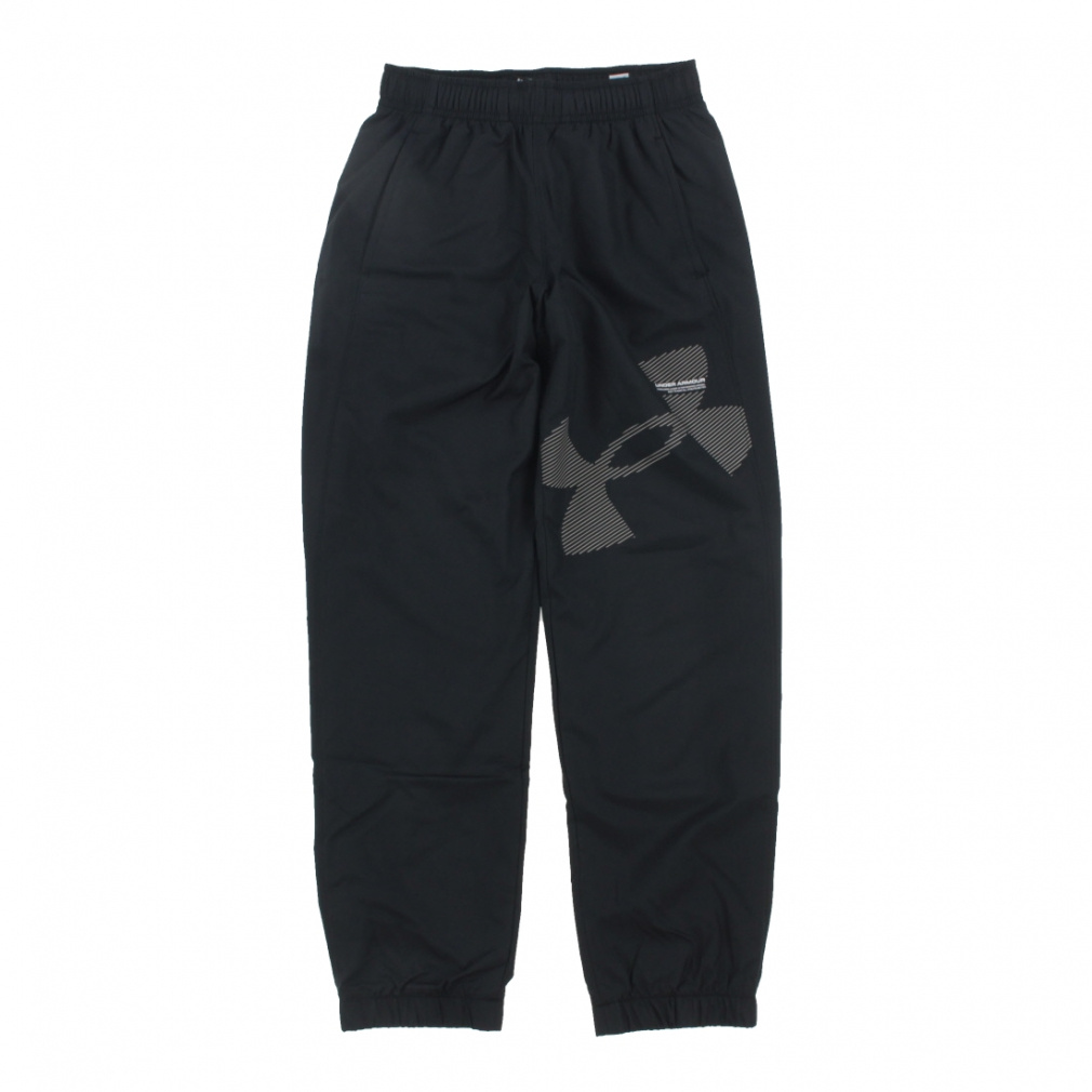 UAトリコット ラインド ビッグロゴ パンツ(ブラック-120cm)