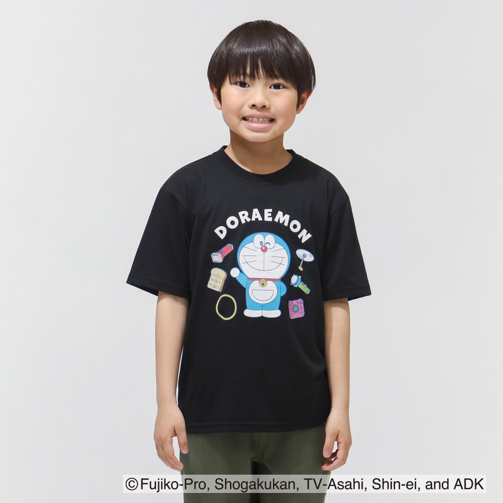 ドラえもん KIDS フェイマスアイテムTシャツ(ブラック-100cm)
