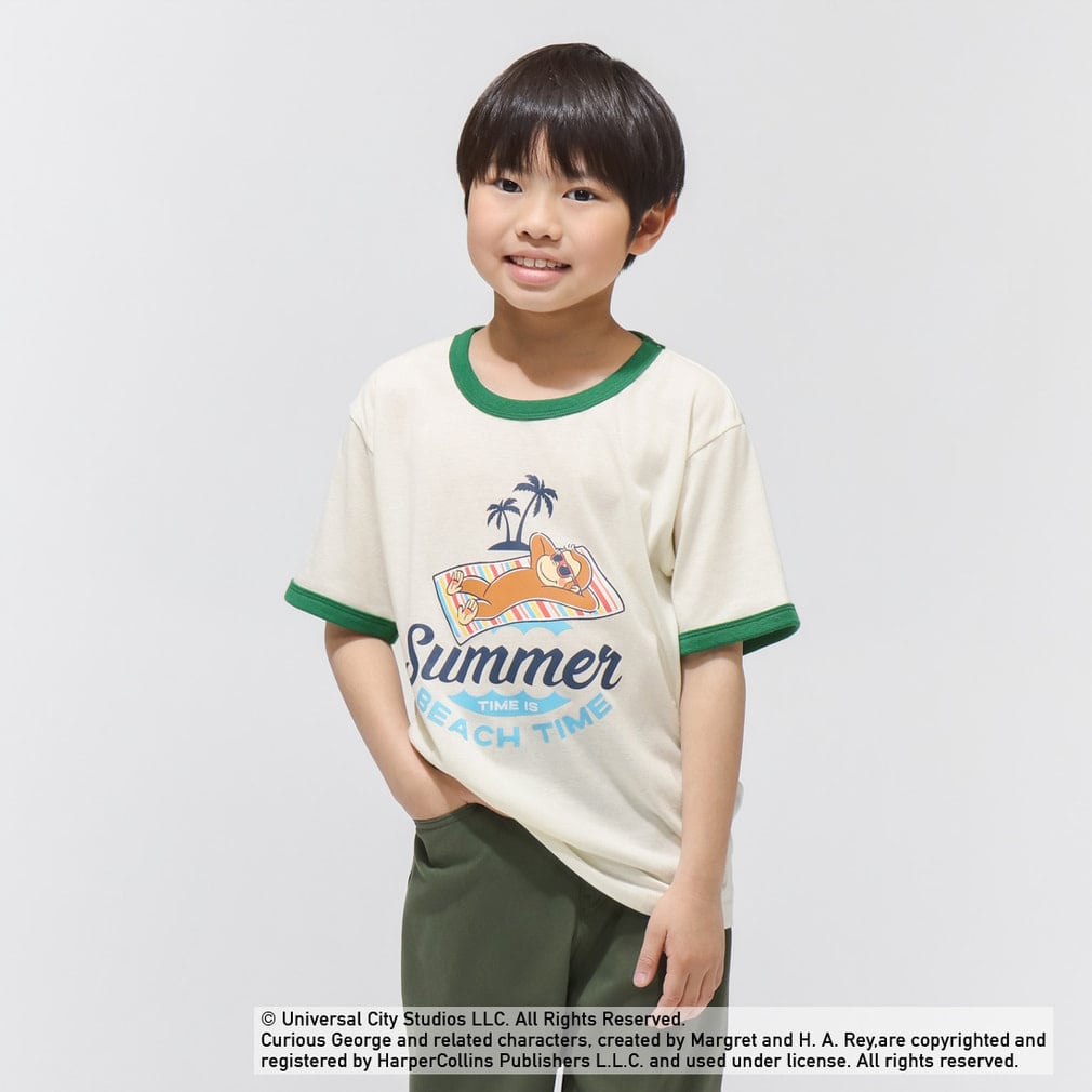 おさるのジョージ KIDS ビーチタイムTシャツ(オフホワイト-100cm)