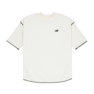 ワッフルショートスリーブTシャツ 5分丈(オフホワイト-130cm)