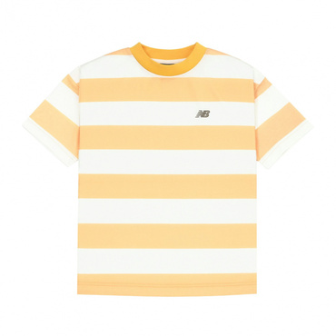 スリーブTシャツ コットンライク NB DRY ボーダーショート(オレンジイエロー×オフホワイト-130cm)