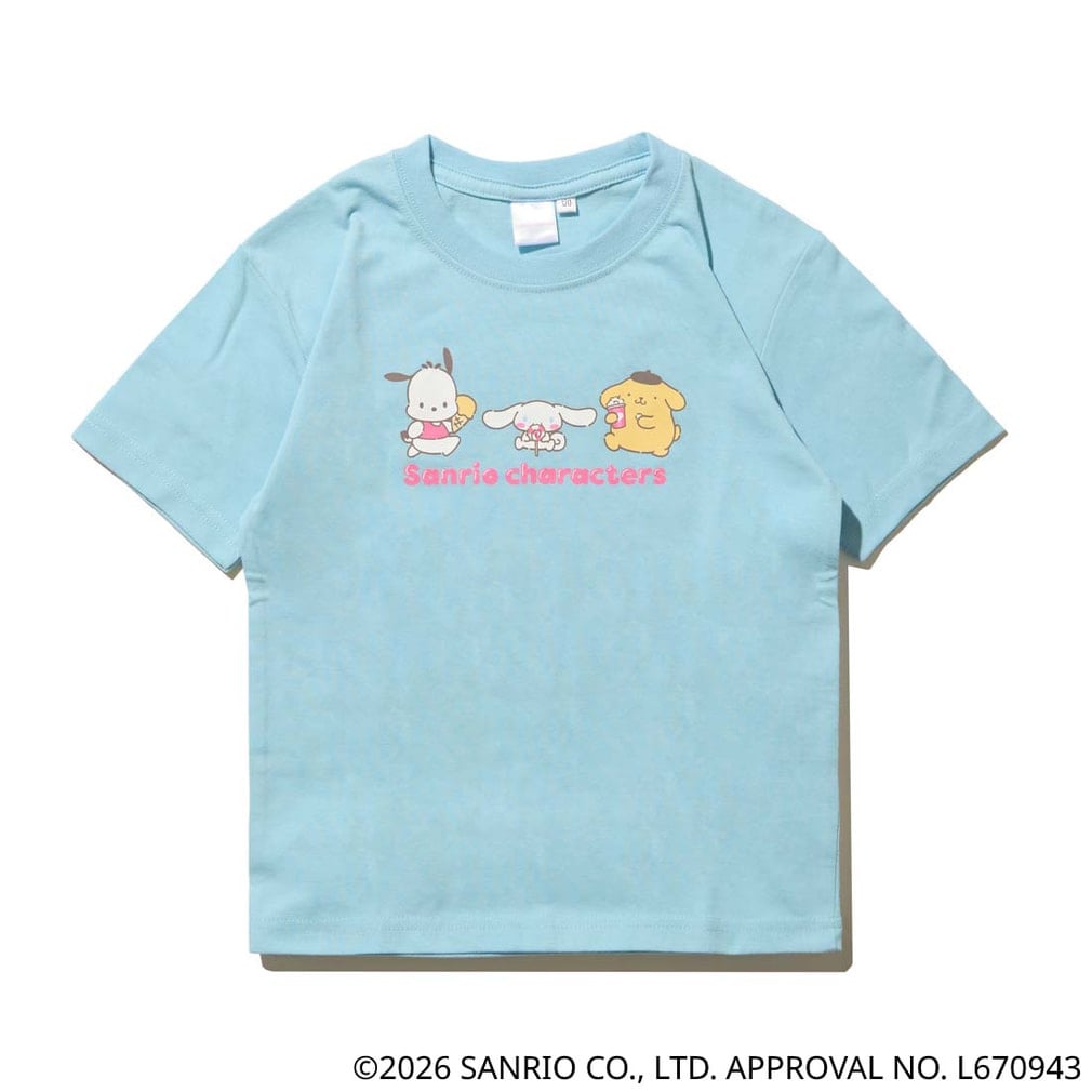 サンリオキャラクターズ バックグラフィックTシャツ 図鑑風(サックスブルー-100cm)