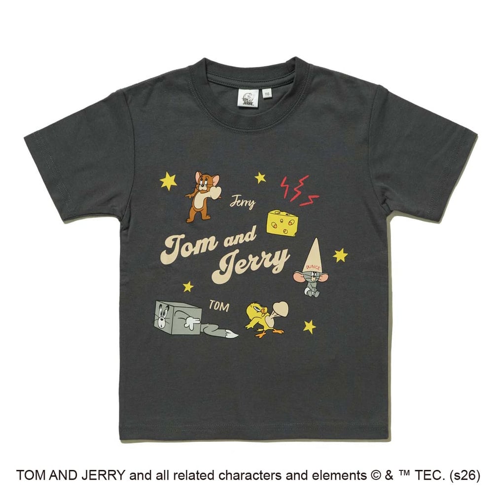 Tom and Jerry フロントグラフィックTシャツ スター(ブラック-100cm)